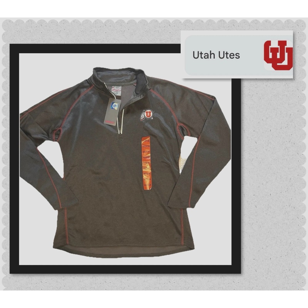 University Of Utah Utes NEW Women's Shirt Pull Over Logo Long Sleeve Thumb Holes